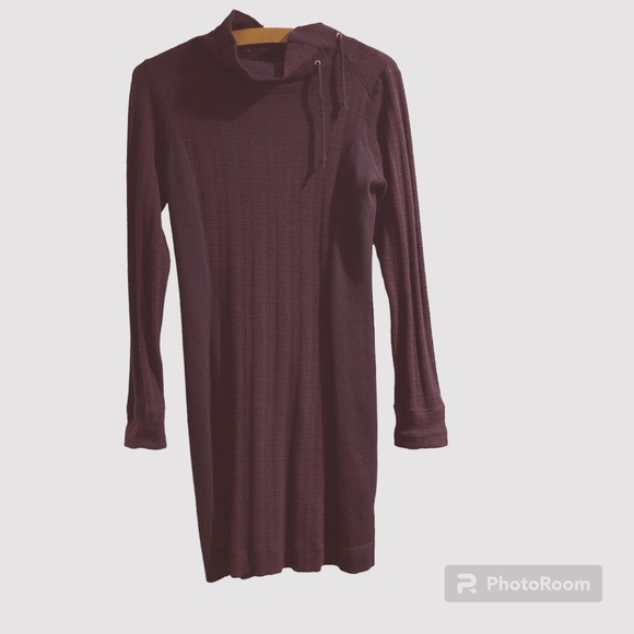 prAna Maroon Burgandy Cowlneck Sweater dress Size M Cozy - Picture 1 of 8
